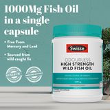 Swisse Ultiboost Odourless High Strength Wild Fish Oil Omega 3 - 1000mg (Best Before - 31st Aug, 2026)