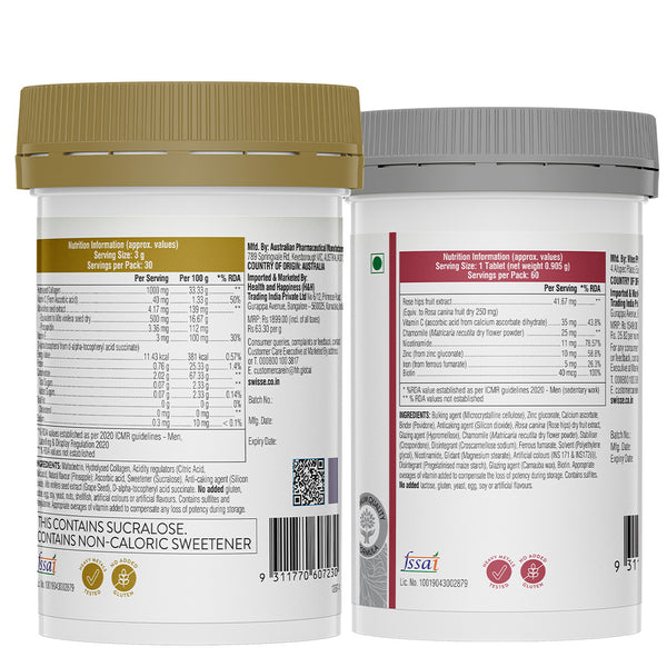 Swisse Collagen Powder & Biotin+ Biotin Tablets (30 Tablets) Combo