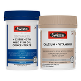Swisse 4X Fish Oil Omega 3 (60 Capsules) & Calcium & Vitamin D (90 Tab) Combo
