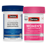 Swisse 4X Fish Oil Omega 3 (60 Capsules) & Swisse Multivitamin for Women (60 Tablets) Combo