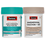 Swisse Fish Oil Omega 3 - 1500mg (60 Tablets) & Swisse Magnesium, Calcium + Vitamin D3 (60 Tablets) Combo