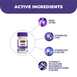 Iron Supplement with Vitamin C, Vitamin B6 & Vitamin B12, Boosts Hemoglobin & Blood Health- 30 Tablets (6625409138873)
