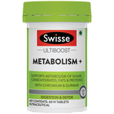 Swisse Ultiboost Metabolism+ With Chromium - For Digestion, Detox and Healthy Blood Sugar Levels - 60 Tablets, Vegan Supplement (Best Before - Aug, 2022) (6625401241785)
