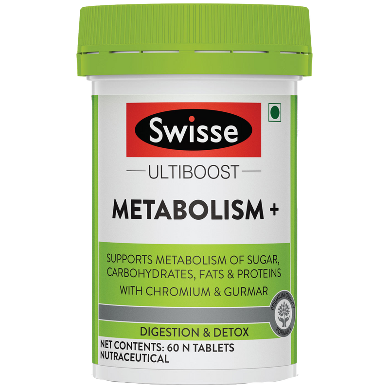 Swisse Ultiboost Metabolism+ With Chromium - For Digestion, Detox and Healthy Blood Sugar Levels - 60 Tablets, Vegan Supplement (Best Before - Aug, 2022) (6625401241785)