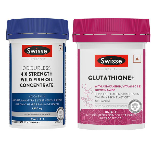 Swisse 4X Fish Oil Omega 3 (60 Capsules) & Swisse Glutathione+(30 Caps