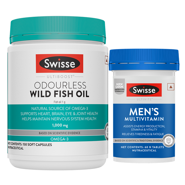 Swisse Fish Oil Omega 3 - 1000mg (150 Capsules) & Swisse Multivitamin For Men (60 Tablets) Combo