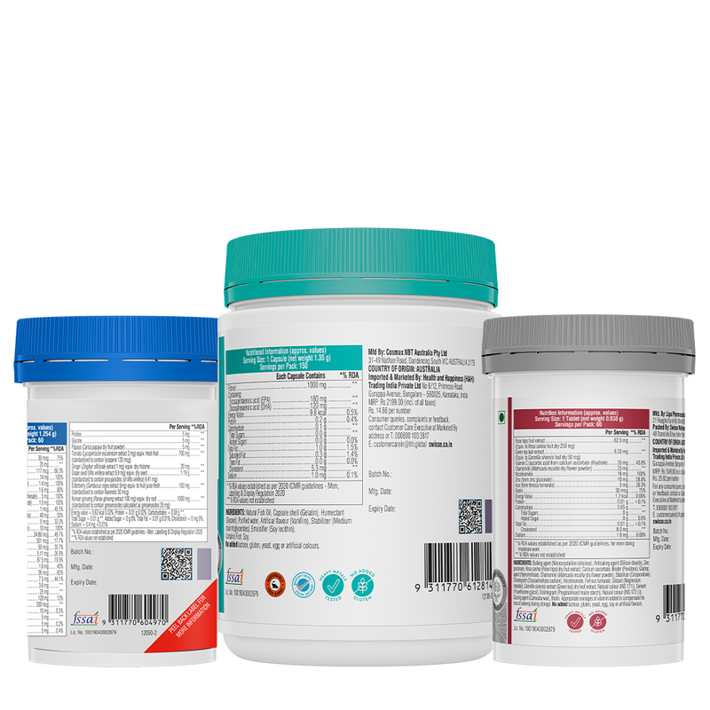 Swisse Fish Oil Omega 3 - 1000mg (150 Tablets) & Multivitamin For Men (60 Tablets) & Swisse Biotin+ Biotin Tablets_60 Tablets Combo
