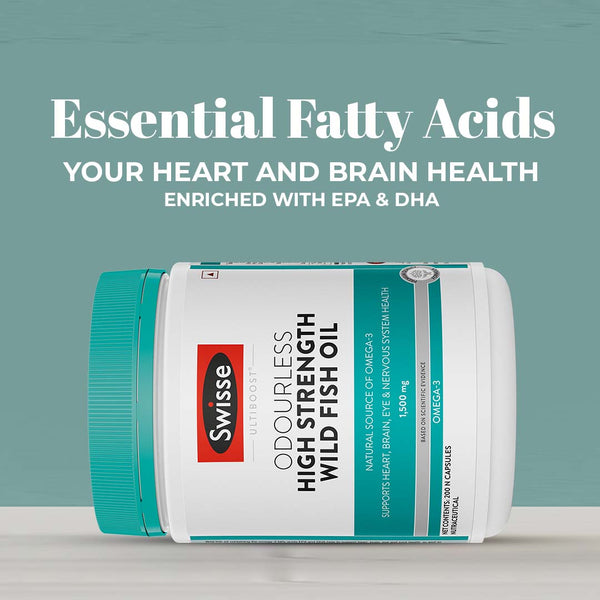 Swisse Ultiboost Odourless High Strength Wild Fish Oil Omega 3 - 1000mg (Best Before - 31st Aug, 2026)