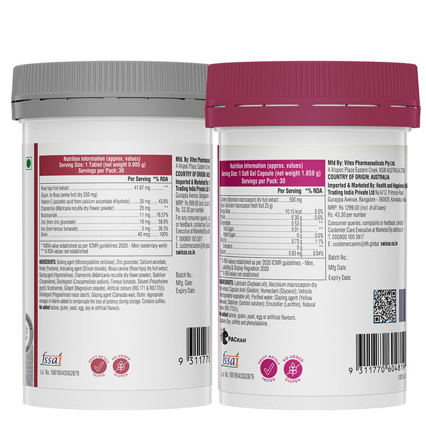 Swisse Biotin+ Biotin Tablets (30 Tablets) & High Strength Cranberry Combo