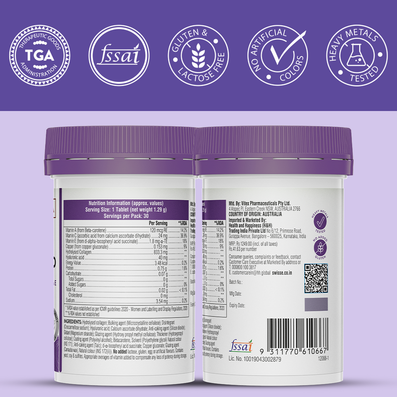 Swisse Collagen+ Hyaluronic Acid - 30 Tablets