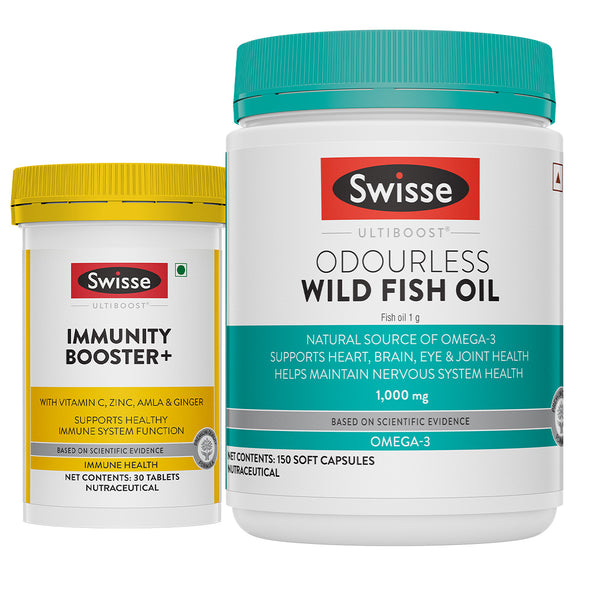 Swisse Ultiboost Immunity Booster+(30 Tablets) & Fish Oil Omega-3 1000mg (150 Tab) Combo