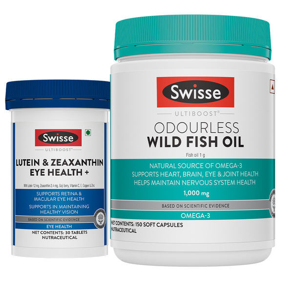 Swisse Ultiboost Lutein & Zeaxanthin Eye Health+ & Fish Oil Omega-3 1000mg (150 Tab) Combo