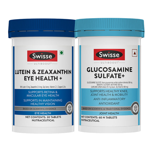 Swisse Ultiboost Lutein & Zeaxanthin Eye Health+(30 Tablets) & Glucosamine Sulfate+ (60 Tablets) Combo