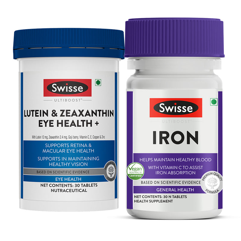 Swisse Ultiboost Lutein & Zeaxanthin Eye Health+(30 Tablets) & Swisse Iron (30 Tablets) Combo