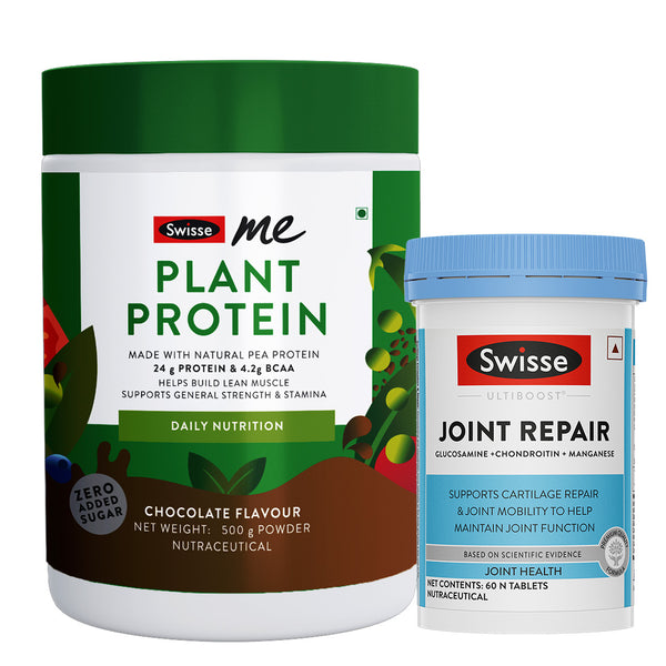 Swisse Plant Protein Powder & Joint Repair (60 Tab) Combo