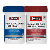 Swisse Ultiboost Lutein & Zeaxanthin Eye Health+(30 Tablets) & Superba boost Clinical Strength Deep Sea Krill Oil - 1000mg (30 Capsules) Combo