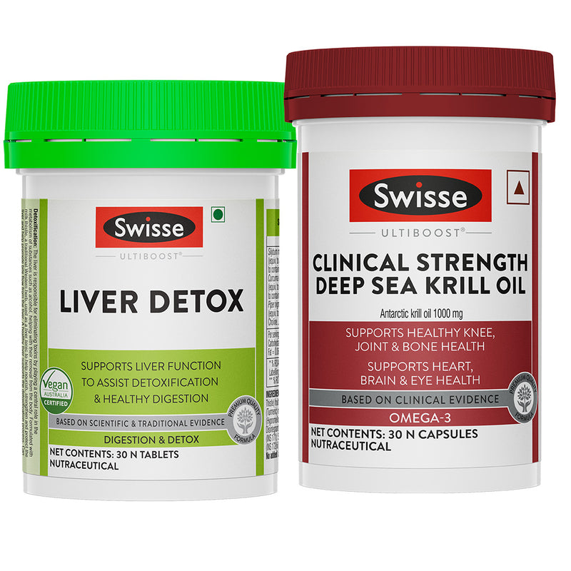 Swisse Liver Detox (30 Tab) & Krill Oil(30 Capsules) Combo