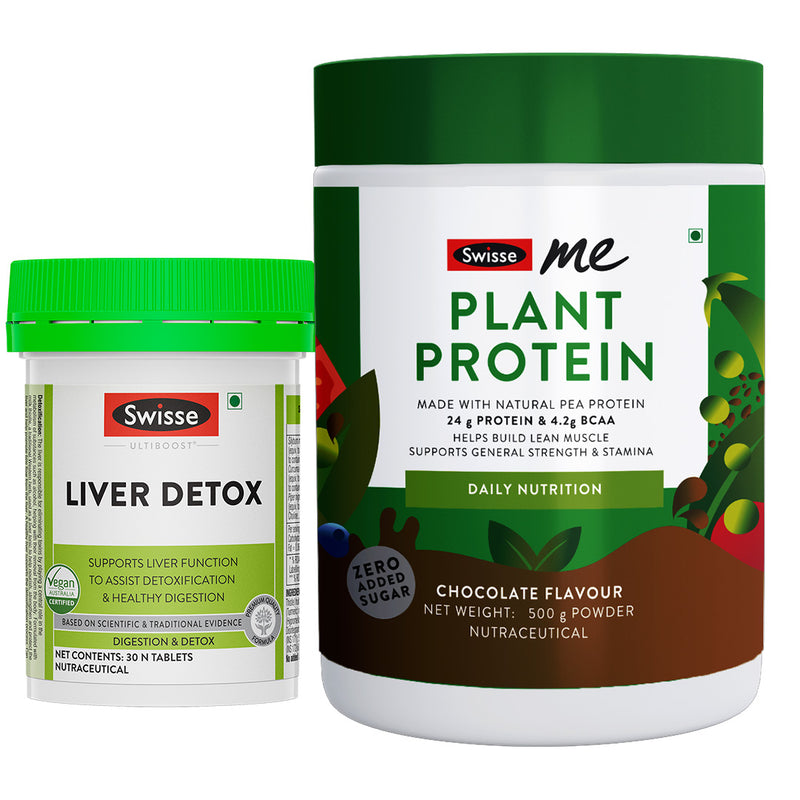 Swisse Liver Detox (30 Tab) & Plant Protein Combo