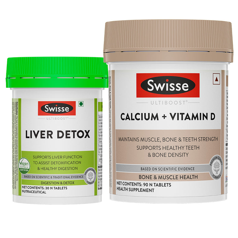 Swisse Liver Detox (30 Tab) & Calcium & Vitamin D (90 Tab) Combo