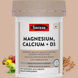 Swisse Magnesium, Calcium + Vitamin D3 - 60 Tablets