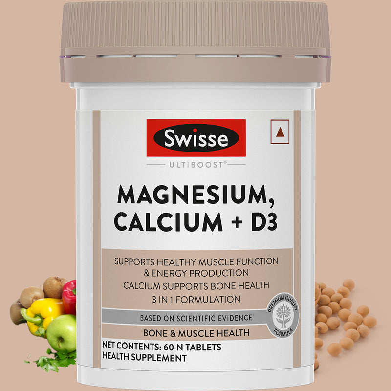 Swisse Magnesium, Calcium + Vitamin D3 - 60 Tablets