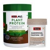 Swisse Plant Protein Powder & Magnesium, Calcium + D3 (60 Tab) Combo