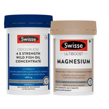 Swisse 4X Fish Oil Omega 3 (60 Capsules) & Magnesium (60 Tablets) Combo