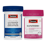Swisse 4X Fish Oil Omega 3 (60 Capsules) & Swisse Glutathione+(30 Capsules) Combo
