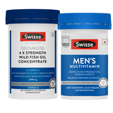 Swisse 4X Fish Oil Omega 3 (60 Capsules) & Swisse Multivitamin For Men (60 Tablets) Combo
