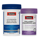 Swisse 4X Fish Oil Omega 3 (60 Tablets) & Swisse Collagen+ Hyaluronic Acid Combo