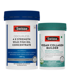 Swisse 4X Fish Oil Omega 3 (60 Tablets) & Swisse Vegan Collagen Builder Combo