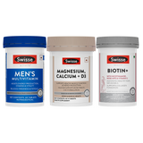 Swisse Multivitamin For Men (60 Tablets), Swisse Magnesium, Calcium + Vitamin D3 (60 Tablets) & Swisse Biotin+ Tablets (60 Tablets) Combo