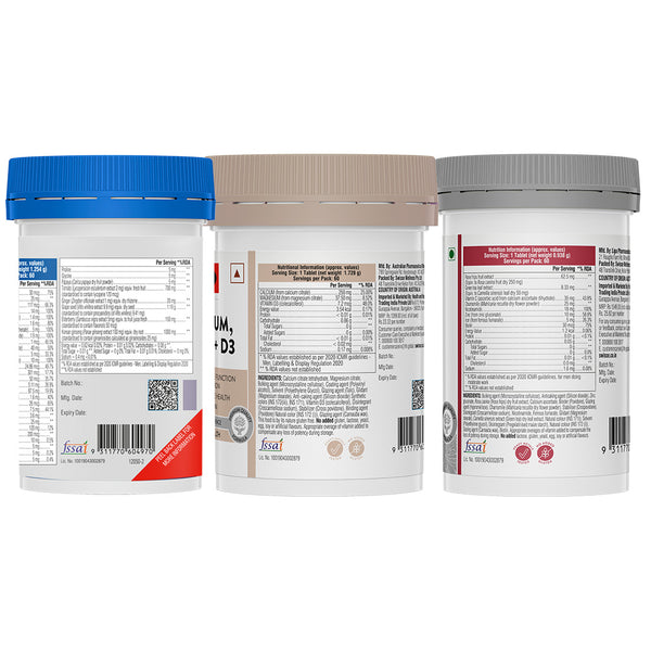 Swisse Multivitamin For Men (60 Tablets), Swisse Magnesium, Calcium + Vitamin D3 (60 Tablets) & Swisse Biotin+ Biotin Tablets (60 Tablets) Combo
