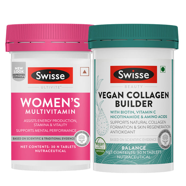 Swisse Multivitamin for Women (30 Tablets) & Swisse Vegan Collagen Builder Combo