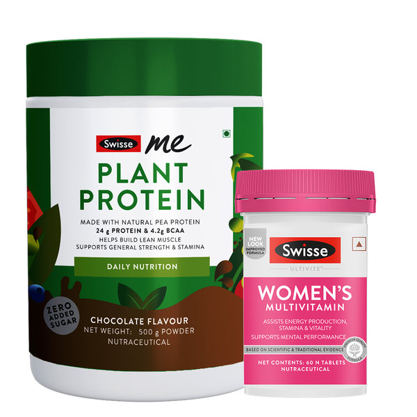 Swisse Plant Protein Powder & Multivitamin for Women (60 Tab) Combo