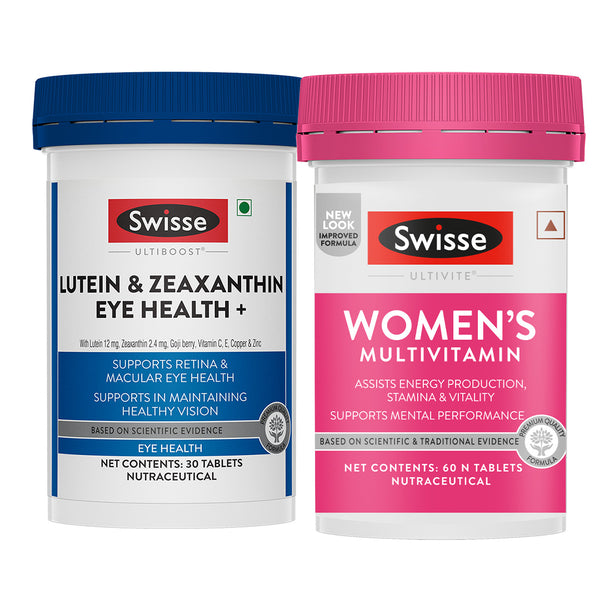 Swisse Ultiboost Lutein & Zeaxanthin Eye Health+ & Swisse Multivitamin for Women (60 Tablets) Combo