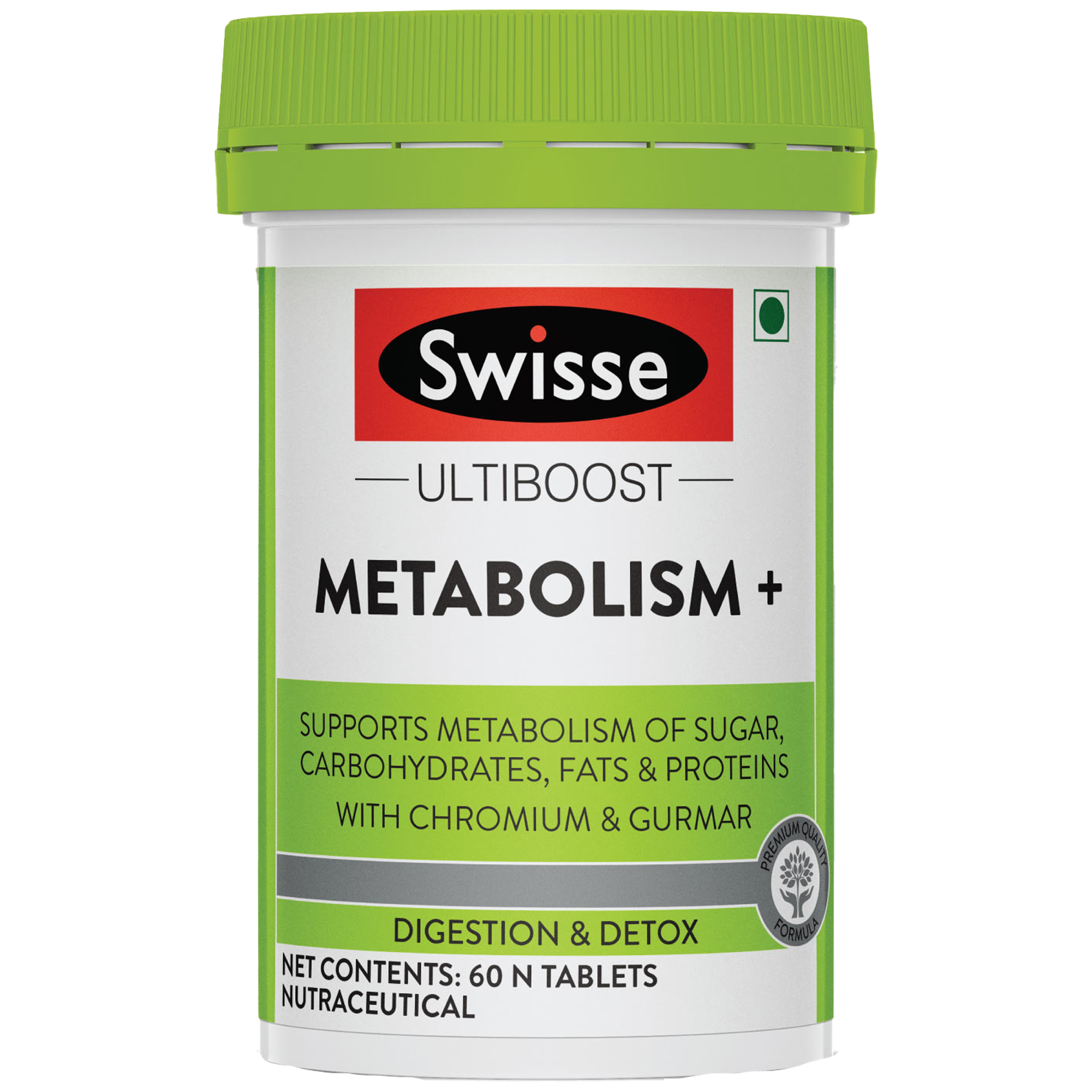 Swisse Ultiboost Metabolism+ With Chromium - For Digestion, Detox and Healthy Blood Sugar Levels - 60 Tablets, Vegan Supplement (Best Before - Aug, 2022) (6625401241785)